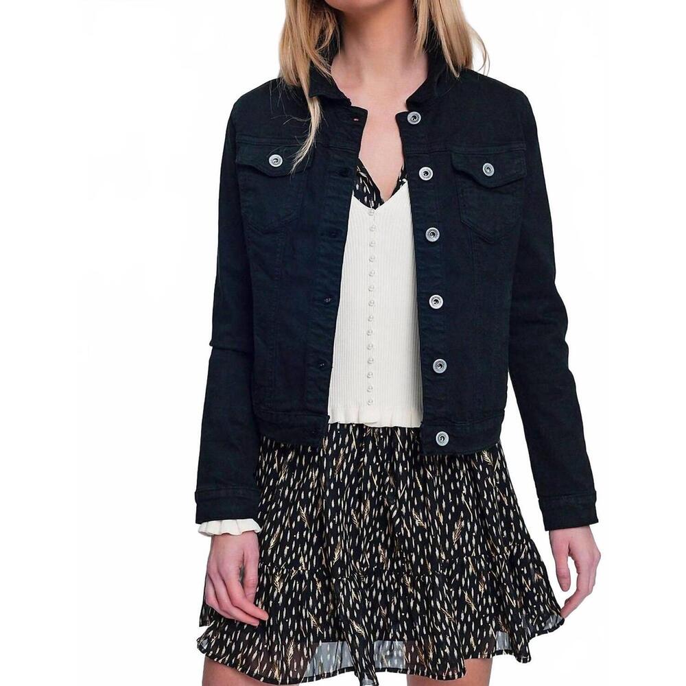NEW Q2 denim trucker jacket in black